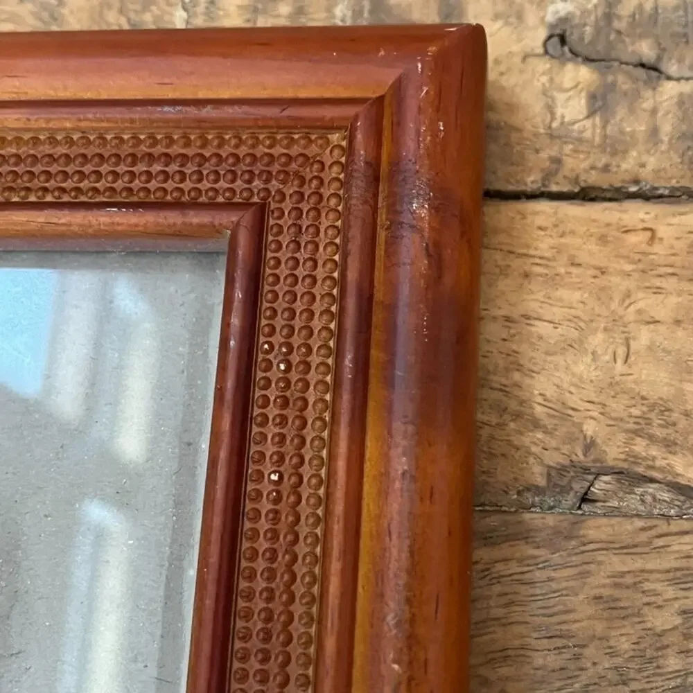 Vintage Brown Wooden Picture Frame 9.5 x 7.5 in Free Standing or Hung